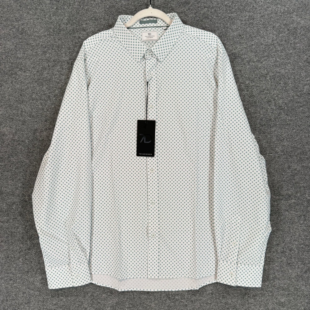7Diamonds Button Up Shirt Mens XXL White Maxson 4-Way Stretch Performance NEW
